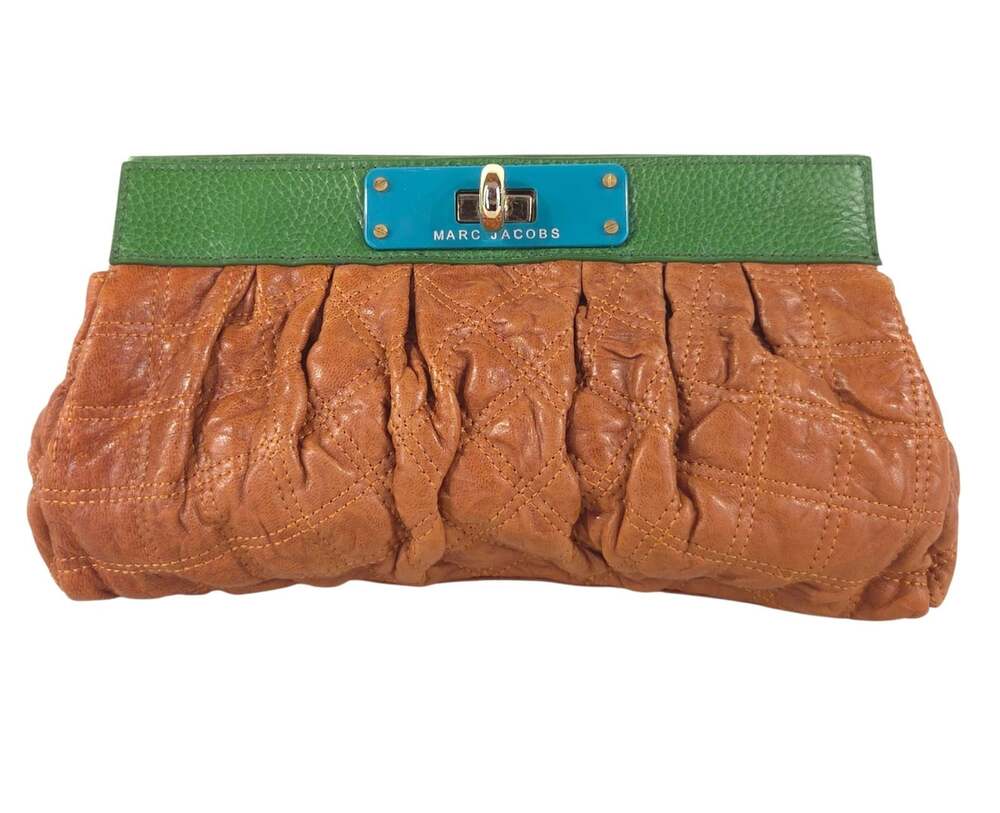Vintage Marc Jacobs Lera Quilted Leather Clutch Bag Small Womens Brown $395